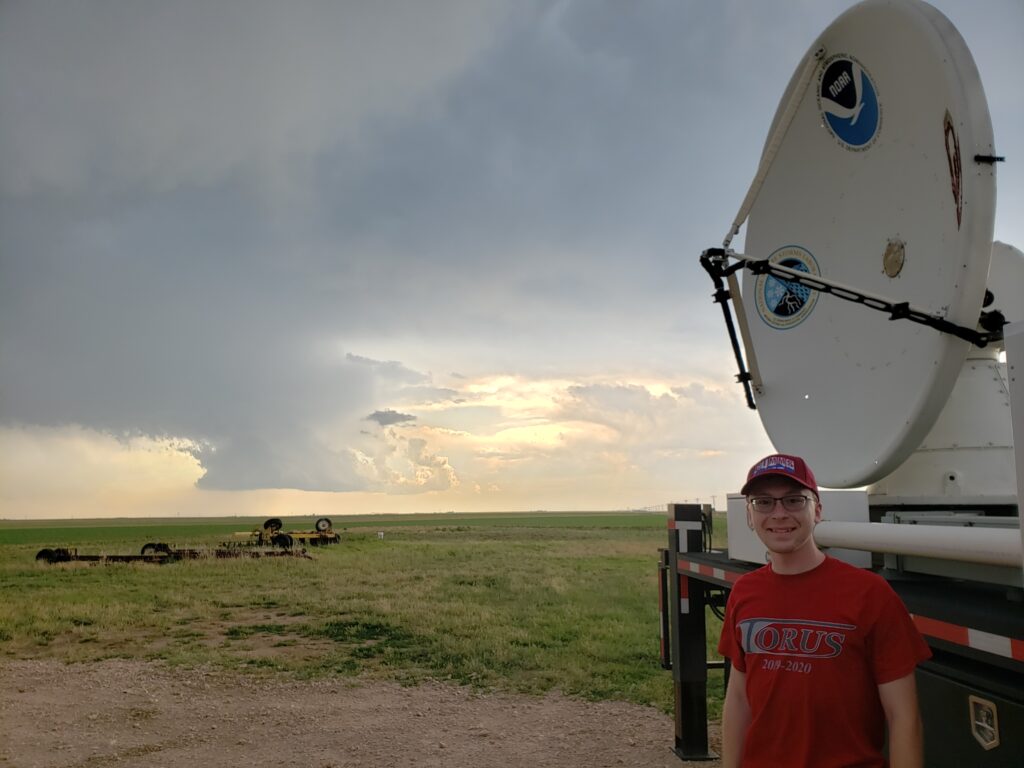 Nathan Lis conducting severe weather research on TORUS field project.